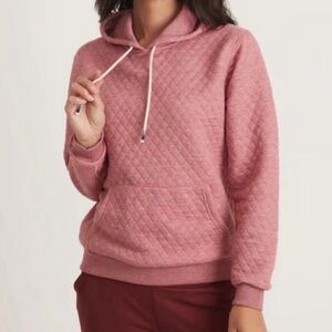 Marine Layer Corbet Quilted Hoodie Kangaroo Pocket Pink Heather Cabincore Small